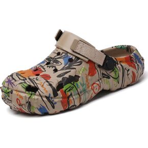 SECHRITE Womens Mens Clogs Garden Shoes Graffiti Slip On Mules Sports Sandals Unisex Adult Athletic Summer Outdoor Beach Slippers Water Shower Shoes