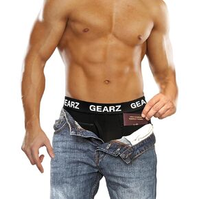 Men's Hidden Pocket Boxer Briefs with Fly - Pickpocket Proof Travel Underwear Pockets - Hide Wallet Card Keys