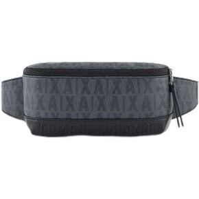 Armani Exchange Waistbag with All Over Icon Logo, Asphalt/Black