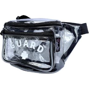 Kemp USA – Transparent Lifeguard Fanny Pack/Hip Pack with GUARD Logo - Water-Resistant and Durable Waist Bag for Medical Supplies & Lifeguard Gear - Clear