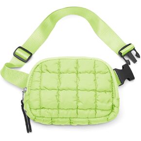 Quilted Puffer Belt Bag Waist Fanny Packs Lightweight Crossbody Bag with Adjustable Strap for Workout Running Traveling Hiking 8042 Black