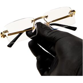 Street Knitted Elegant Rectangle Metal Yellow Gold Plated Wire Frame Vintage Retro Rimless Square Clear Lens Eyeglasses Hip Hop Glasses For Men Women