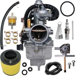 TRX 250 Carburetor Fits for Honda TRX 250 Recon 250 TRX250TE TRX250TM 1997-2001 2002-2007 with Fuel Tank Petcock Valve& Air Filter & Spark Plug