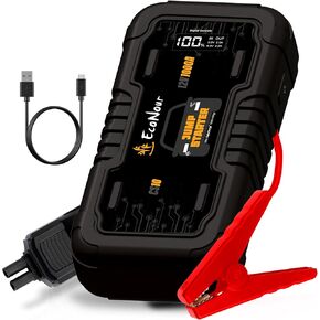 EcoNour Car Battery Jump Starter | 1600A Peak | Portable Jump Starter for Car with LED Light & Charger Cable | Battery Jumper Ideal Up to 7L Gas/5L Diesel Engines | Compatible with Ford, Honda, Toyota