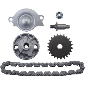 GY6 engine oil pump assembly Oil pump drive shaft Sprocket with gear Gear guard Chain Drive shaft nut, applicable to GY6 engine 125cc 150cc 152QMI 157QMJ 1P52QMI ATV Moped