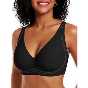 OEAK Womens Comfortable Deep V Bras Wireless Push Up Seamless Full Coverage Bralettes Supportive Bra Raceback Tshirt Bras