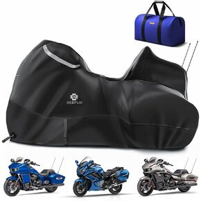 Trike Cover,Motorcycle Cover Waterproof for Trike Models, Tri Glide, and CVO Version, Goldwing, Chidftain, Challenger, Elite Storage, Black