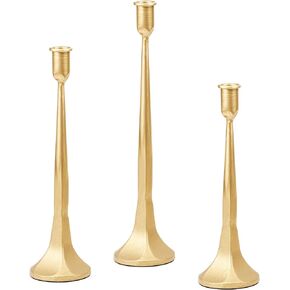 Gold Candlestick Holders Decor - Candle Holder Meatl Taper Candle Holders Sticks Holder Centerpiece Wedding Table Decor for Home Christmas, Wedding, Dinning, Party, Anniversary（Set of 3） (Black)