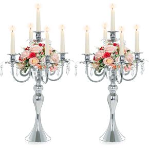 20''tall Black Crystal Pendant Taper Candle Holdle/Syng Candle Stands/Candlesticks Holder/Candelabra for Home Decor