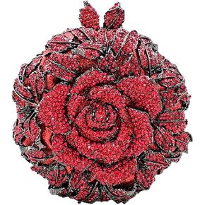 Dazzling Round Shape Rose Flower Evening Bag Elegant Clutch Purses for Women Formal Wedding Party Cocktail Handbags