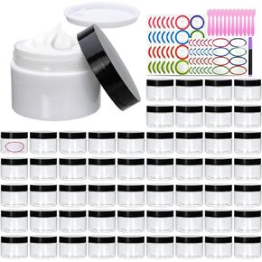 54 Pack 4oz Plastic Containers with Lids, Plastic Jars with lids, Jars with Lids for Makeup, Body Butter,Cream, Ointments, Travel Storage,Honey Jam, Cream, Butter, Lotion