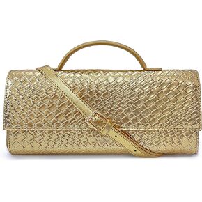 PHILOMENA Evening Woven Crossbody Bags for Women Casual Shoulder Handbag Vegan Leather Clutch Purse for Wedding Party