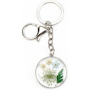 Handmade Pressed Flower Keychain, Real Dried Flower Resin Keychain Gifts for Women Mom Bestie