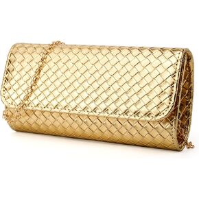 Gurina Woven Texture PU Clutch Purse for Women - Sleek Evening Bag, Perfect for Formal Events, Weddings & Cocktail Parties