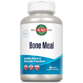KAL Bone Meal Tablets, Calcium Supplement w/Magnesium, Vitamin D3 and K, Bone Health, Muscle and Nerve Function Support, Rapid Disintegration, Gluten Free, Non-GMO, 60-Day Guarantee, 125 Serv, 250ct