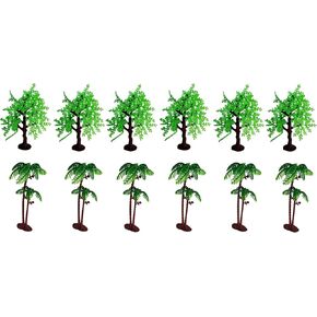 12PC Artificial Jungle & Palm Trees – 6 Jungle Trees, 6 Palm Trees (4-6 Inches Tall) for School Craft Projects