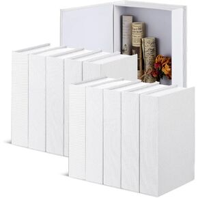 Geyoga 10 PCS FAUX BOOK BOX كتب زخرفية حديثة كتب مزيفة ديكور لجدول القهوة DIY Crafts Storage Home Bookshelf Cafe Hotel Decoration ، 8.6 × 6.1 × 1.8 بوصة (أبيض)
