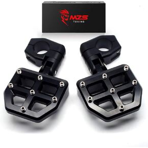 MZS Motorcycle Highway Pegs, 1.25" Highway Foot Pegs Mount Short CNC Aluminum Compatible with Road Glide King Softail Electra Street Glide Sportster Vulcan Chief Boulevard for 1 1/4 Engine Guard Bar