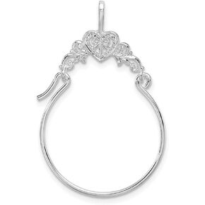 925 sterling Silver Heart مع قلادة سحر التمرير (L- 1.13 بوصة)