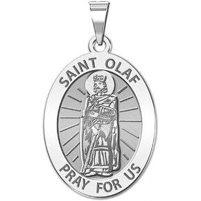 PicturesOnGold.com Saint Olaf of Norway Religious Medal - - 1/2 Inch X 2/3 Inch - Sterling Silver