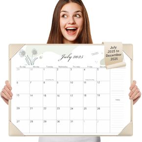 Gannyfer Large Desk Calendar 2024-2025 with Desktop Mat - 18 Month Table Calendar, 22" x 17" Desktop Pad Calendar, Teacher Calendar for Planning and Organizing In Your Family, School or Office - Greenery Florals
