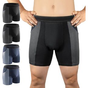 Carer Incontinence Underwear for Men Washable Mens Incontinence Underwear for Bladder Leak Protection 80ML Reusable Leak Proof Underwear for Men Urinary Incontinence Boxer Shorts (2 Black/2 Blue, XL)