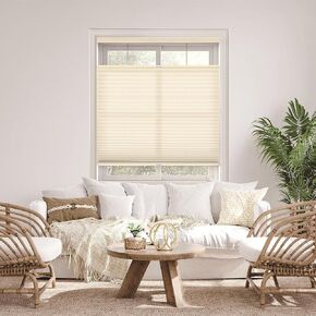 DEZ FURNISHINGS Cordless 1.5" Light Filtering Top Down Bottom Up Cellular Shade, 46" W x 48" H, Ivory