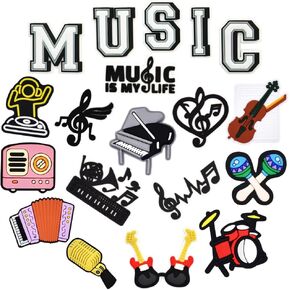 Musical Shoe Charms, Instrument and Music Note Charms for Shoes Decorations, Notation Party Accessories for Kids and Adults,Party Gifts for Boys Girls