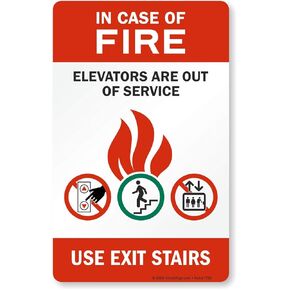 SmartSign - S-4808-LX-8x5 In Case of Fire - Elevators are Out of Service, Use Exit Label by | 8" x 5" Velvet Lexan