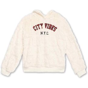 Speechless Girls' Long Sleeve Faux Fur Boxy Hoodie