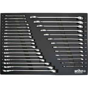 Wiha 30492 31 Piece Combination Wrench Tray Set - SAE and Metric