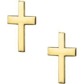 Savlano 925 Sterling Silver Cross Stud Earrings -18K Gold Plated Religious Small Stud Earrings for Women & Men Comes with Gift Box - Made in Italy