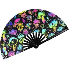 مروحة كبيرة من مروحة UV Glow Glow Handheld ، قابلة للطي Clack Disco Party Form for Music Festival ، Club ، Decor Decord Party Dance Decor