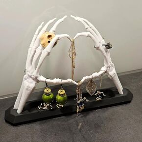 TIME&TRAVE Skeleton Hand Jewelry Stand Holder Organizer, Creative Necklace Holder Jewelry Rack Hanger for Earring Bracelet, Gift for Women
