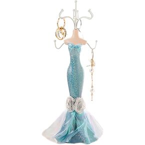 Doll Jewelry Stand Holder, Jewelry Display Stand, Mannequin Necklace Display Orgaziner with Bracket, Tower Decoration Dress Necklace Stand for Girl(Blue)