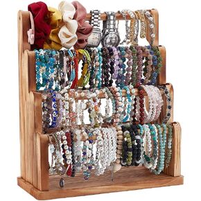 PH PandaHall 7 Tier Wood Bracelet Holder Jewelry Display Stand Bracelet Bangle Scrunchie Organizer Watch Display Stand Accessory Display Storage Organizer for Vendors Selling Craft Show Home, Brown