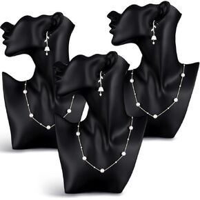 3 Pcs Bust Necklace Mannequin Display Black Resin Jewelry Display Stand for Vendors Earring Rings Pendants Shows Selling Home Decor