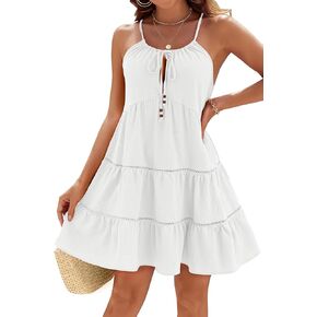 BMJL Womens Bathing Suit Cover Up Flowy Swimsuit Coverups Spaghetti Straps Eyelet Cute Beach Dress Vacation Sundress