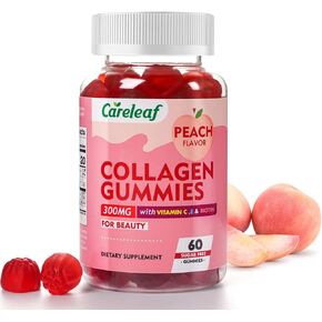 Sugar Free Collagen Gummies with Vitamin C Vitamin E Support Natural Collagen Production, Healthy Hair, Nails and Bones,Peach Flavor,60 Gummies for 30 Days Supply