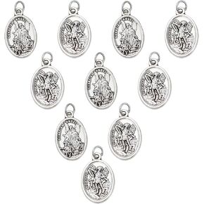 10 PCS St Michael Medal Saint Michael Pendant ، St Michael Pendant for Archangel Michael Necklace ، San Miguel Arcangel Medalla Medals for Men Women