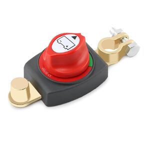 Top Post Car Battery Disconnect Switch, 300A 12-48V Car-Battery Cut Off Switch, Battery Kill Switch Negative On/Off Rotary Switch for Cars, Boats, RVs, Trucks, Marine