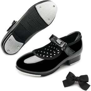 Stelle Tap Shoes for Girls Boys Patent Leather Detachable Bow Dance Shoes(Toddler/Little Kid/Big Kid)