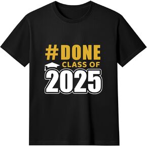 Geyoga Done Class of 2025 T-Shirts for Graduation Gifts for Him Her Women Men