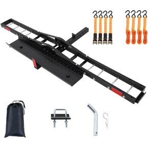 Steel Dirt Bike Hitch Hauler with Ramp,Dirt Bike Carrier Hitch Mount，Motorcycle Hitch Carrier with Ratchet Straps & Stabilizer for E-Bikes,Mountain Bikes,