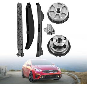 24350-2E700 24321-2E010 Timing Chain Kit with 2PCS Intake & Exhaust VVT Gear Sprocket Fit for Hyundai Elantra Kona Veloster 2017-2021 For Kia Forte Forte5 2017-2022 2.0L Engine