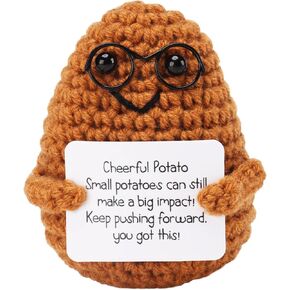SASBSC Positive Potato Rainbow Emotional Support Crochet Funny Inspirational Gift for Women Wife Duaghter Friend Sister Colleague Cheer Up Birthday Graduation Gifts for Boys Girls Students