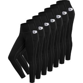 ATHVOTAR Leggings with Pockets for Women, 7 Packs High Waisted Workout Tummy Control Yoga Pants