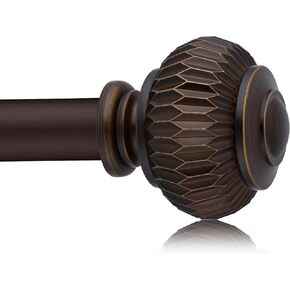 Bronze 1 Inch Adjustable Heavy Duty Curtain Rods with Lantern Ball Finials, Window Treatment Single Rods