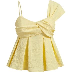 SOLY HUX Women's Summer Tops Asymmetrical Straps Ruffle Sleeveless Babydoll Top Summer Going Out Cami Top