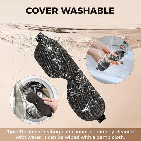Heated Eye Mask, Warm Eye Compress for Dry Eyes, Moist Heat Therapy for Blepharitis, Dark Circle, Chalazion, 4 Heat Levels, Gifts for Men Women, Travel(Black) in Kuwait